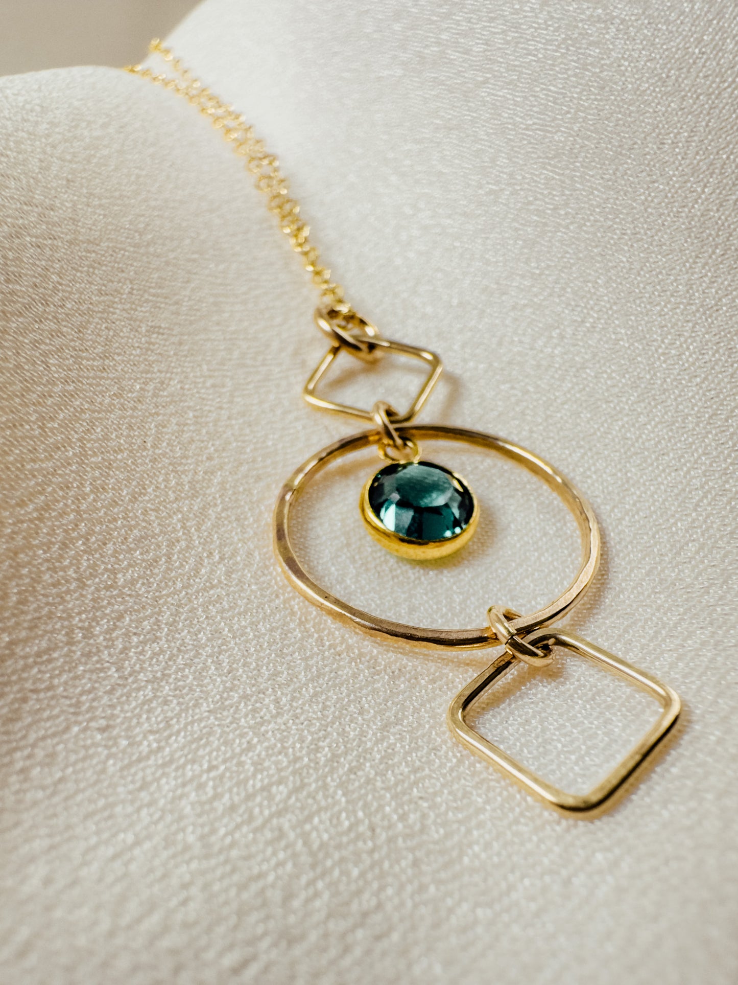 Gold-Filled, Crystal, Square and Round Dangle Necklace - Sally Hoffman Designs