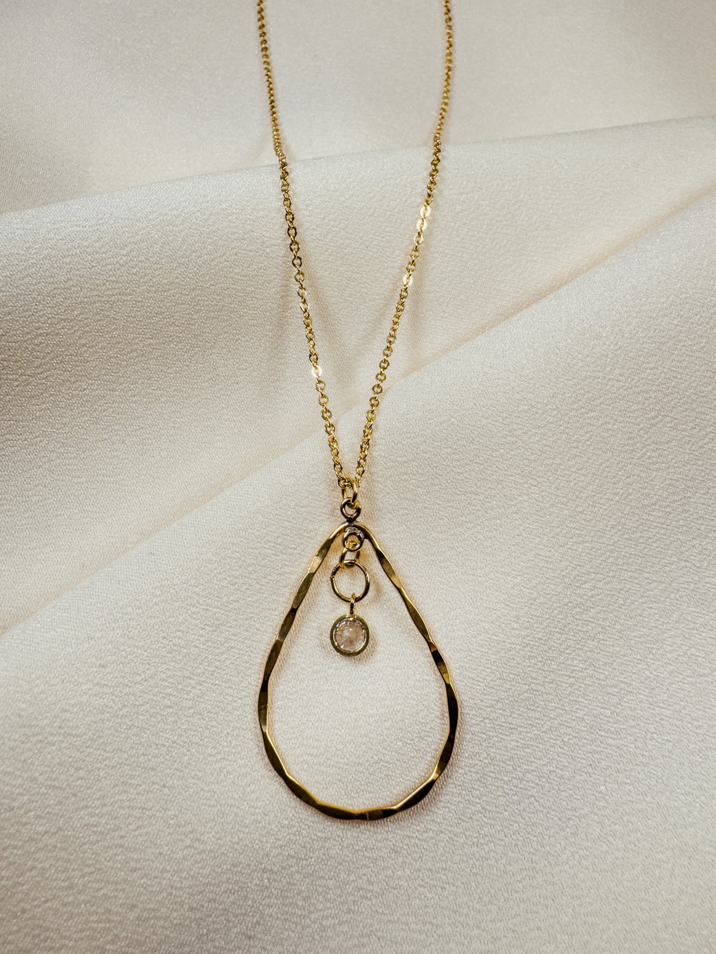 Gold-Filled Teardrop Necklace with Crystal Drop - Sally Hoffman Designs