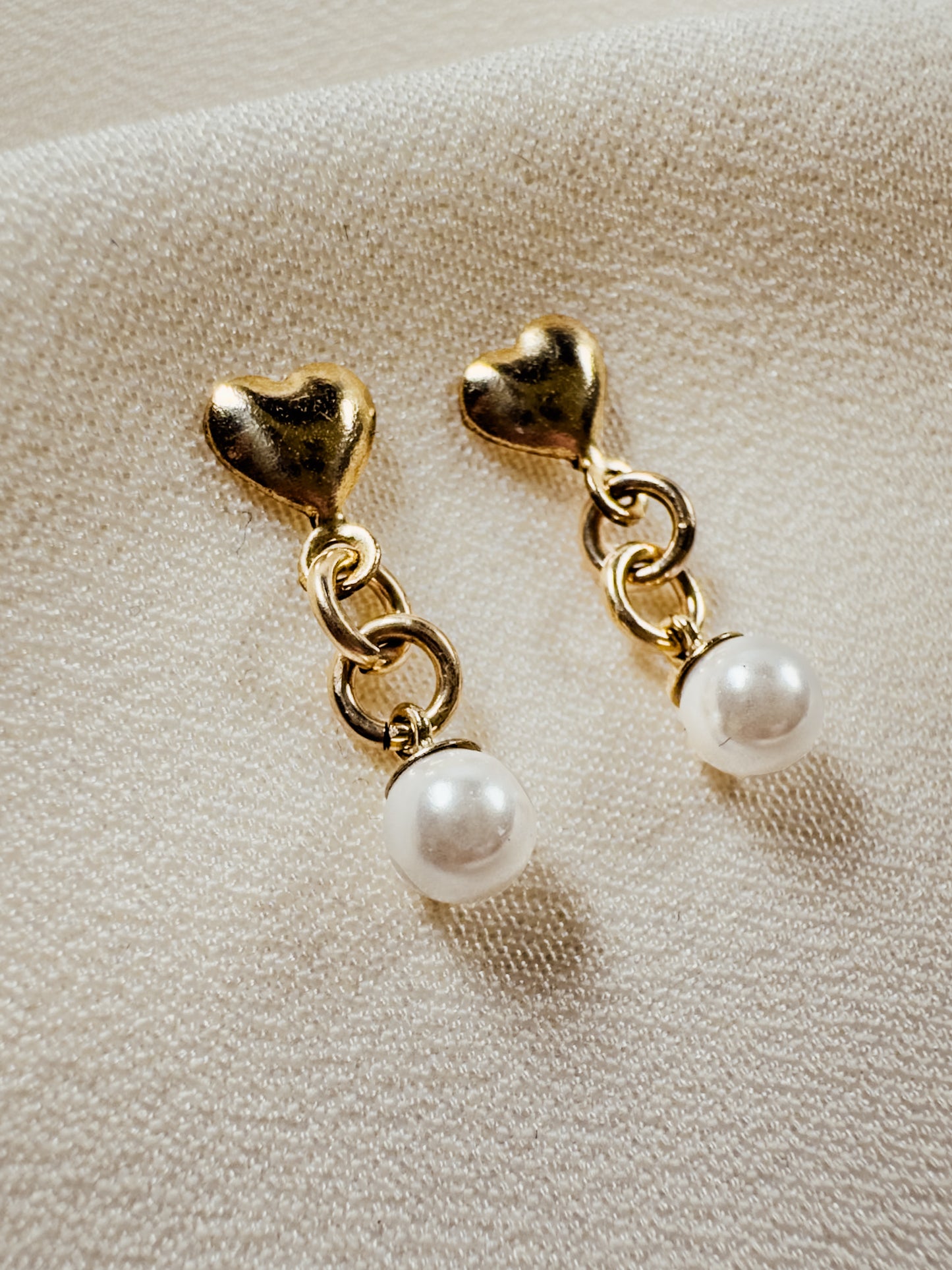 Gold-Filled Heart Post with Pearl Drop