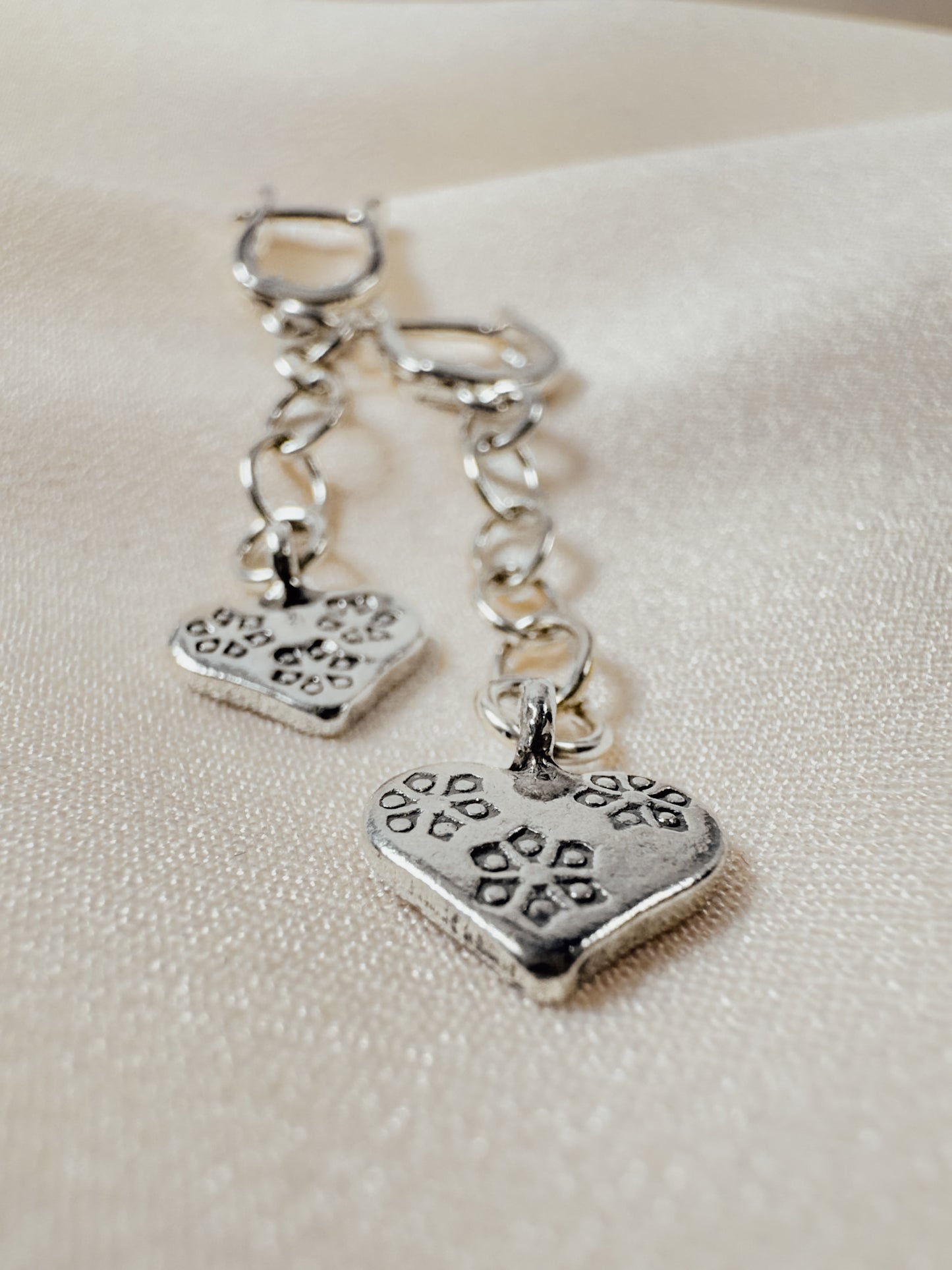Sterling Silver Chain with Heart Dangle Earrings - Sally Hoffman Designs