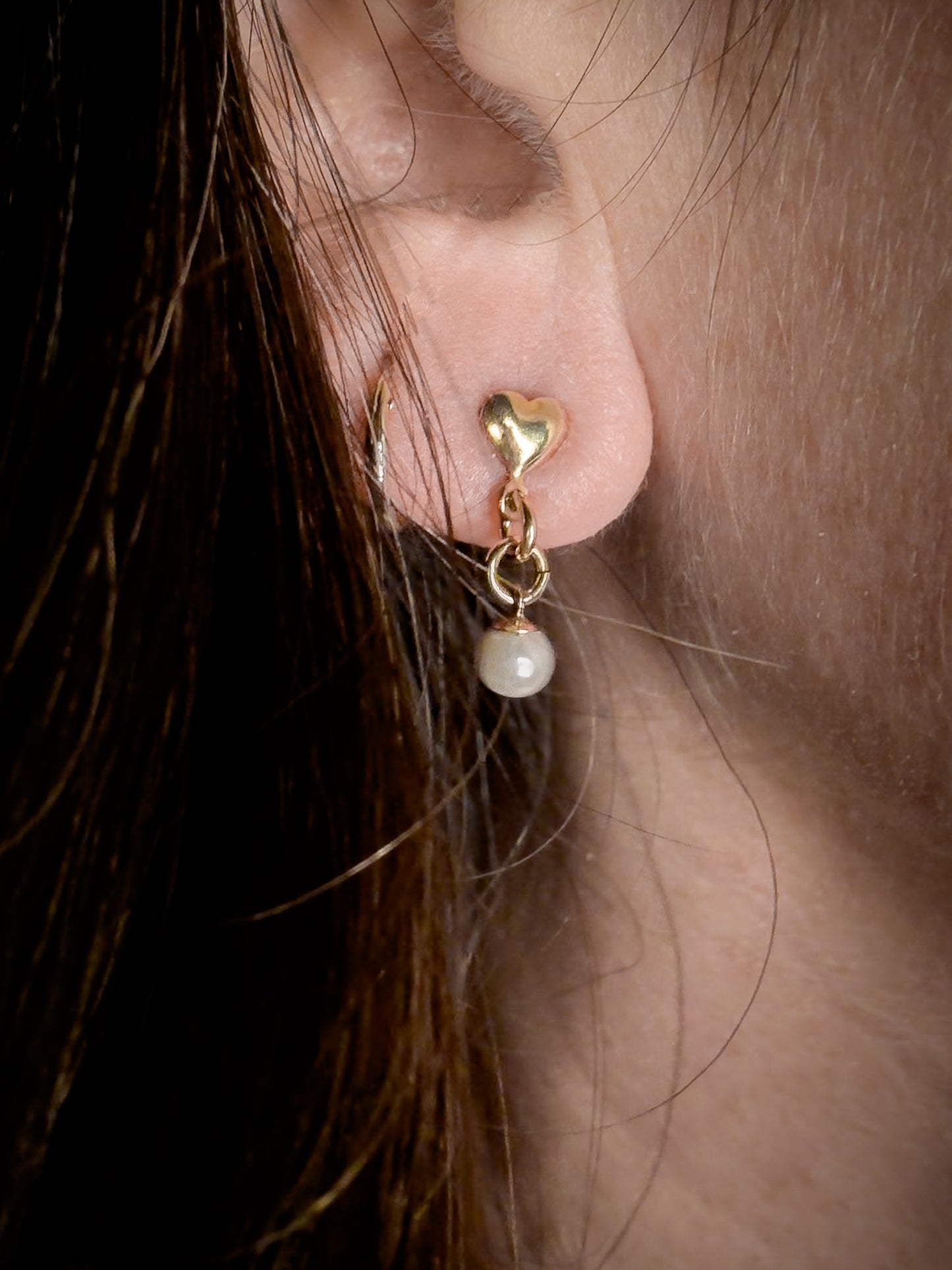Gold-Filled Heart Post with Pearl Drop