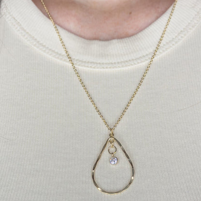 Gold-Filled Teardrop Necklace with Crystal Drop - Sally Hoffman Designs