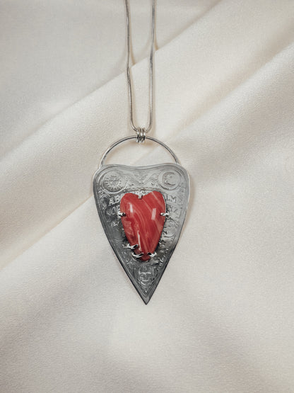 Psychic Medium Impressed Heart Cabochon Necklace