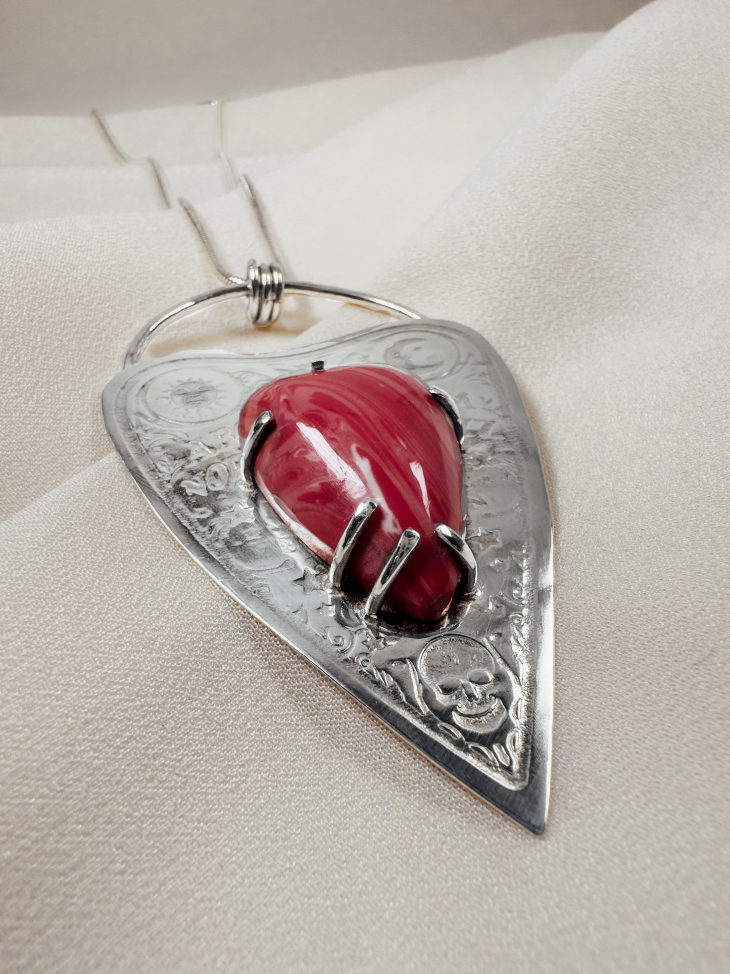 Psychic Medium Impressed Heart Cabochon Necklace