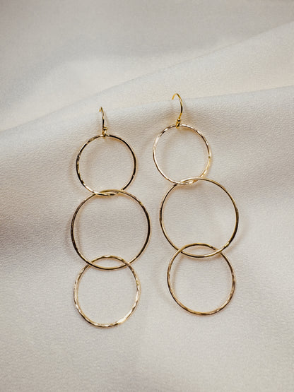 Triple Circle Gold Filled Earrings