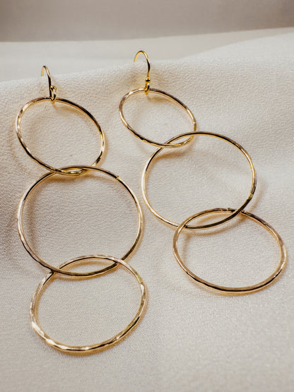 Triple Circle Gold Filled Earrings