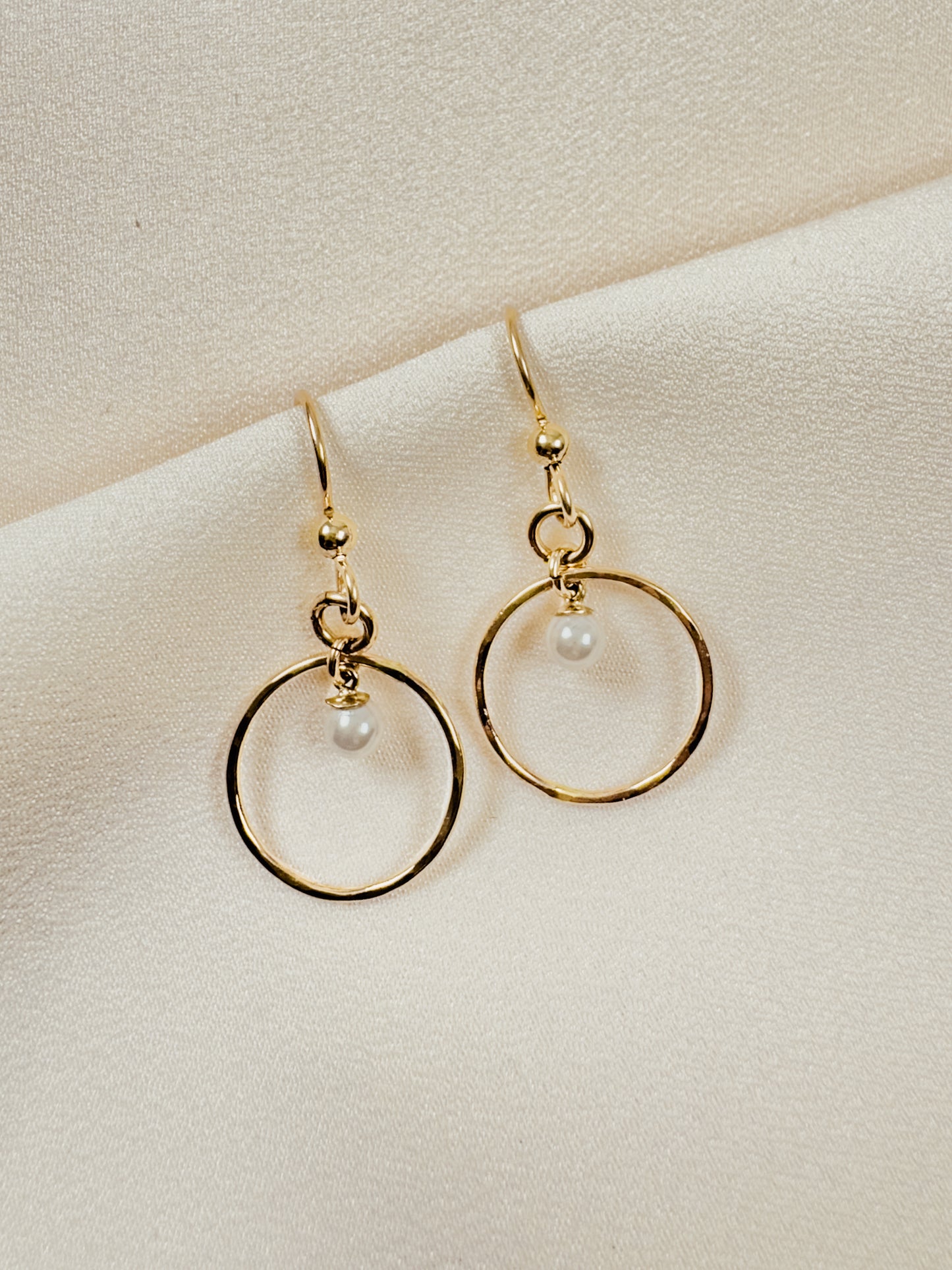 Gold Filled Hoop with Pearl Dangle