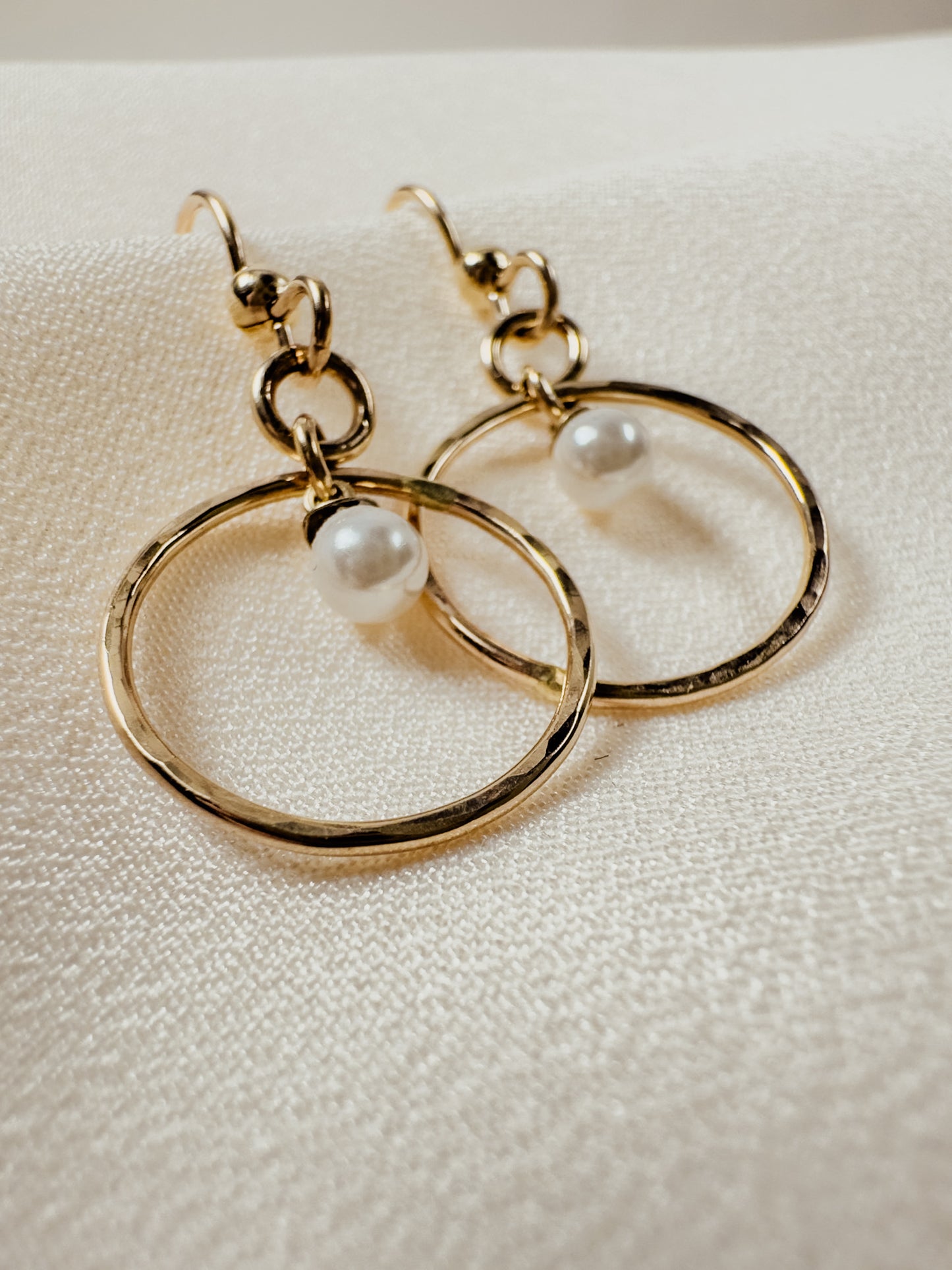 Gold Filled Hoop with Pearl Dangle