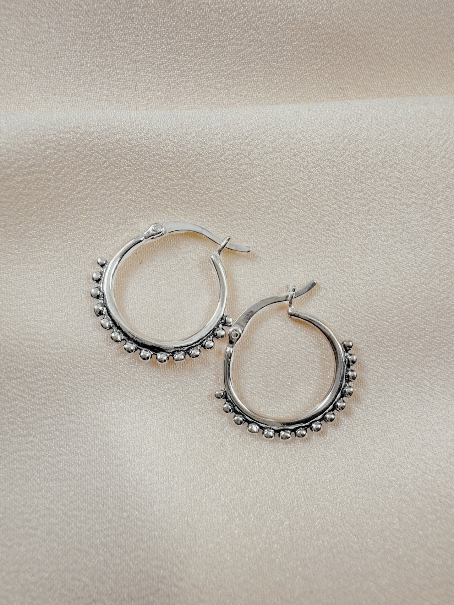 Sterling Silver Round Hinged Hoop Earrings