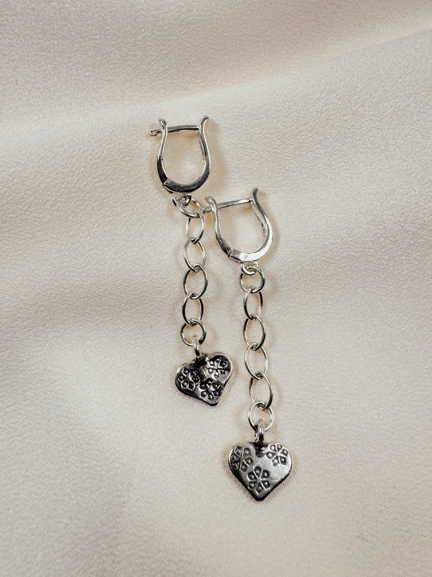 Sterling Silver Chain with Heart Dangle Earrings