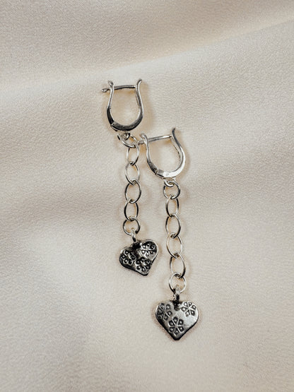 Sterling Silver Chain with Heart Dangle Earrings