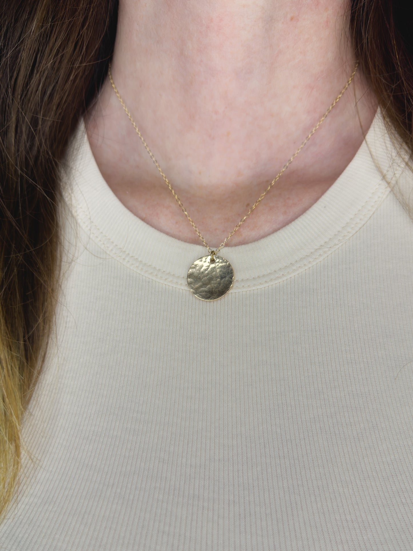 Gold-Filled Hammered Disk Necklace