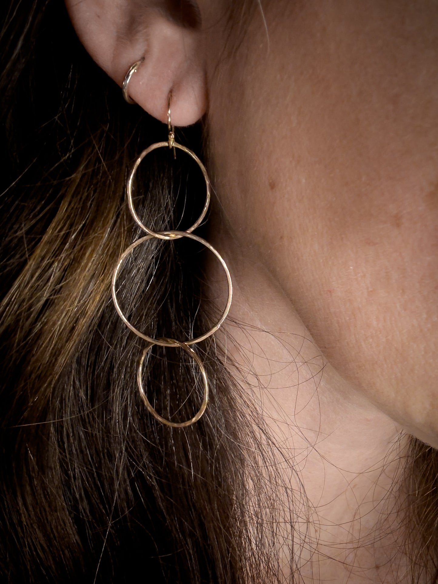 Triple Circle Gold Filled Earrings