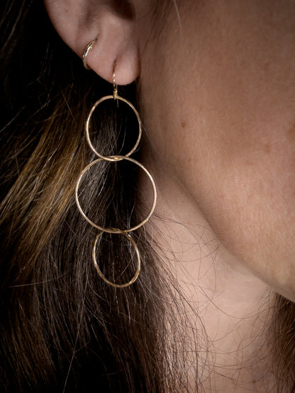 Triple Circle Gold Filled Earrings