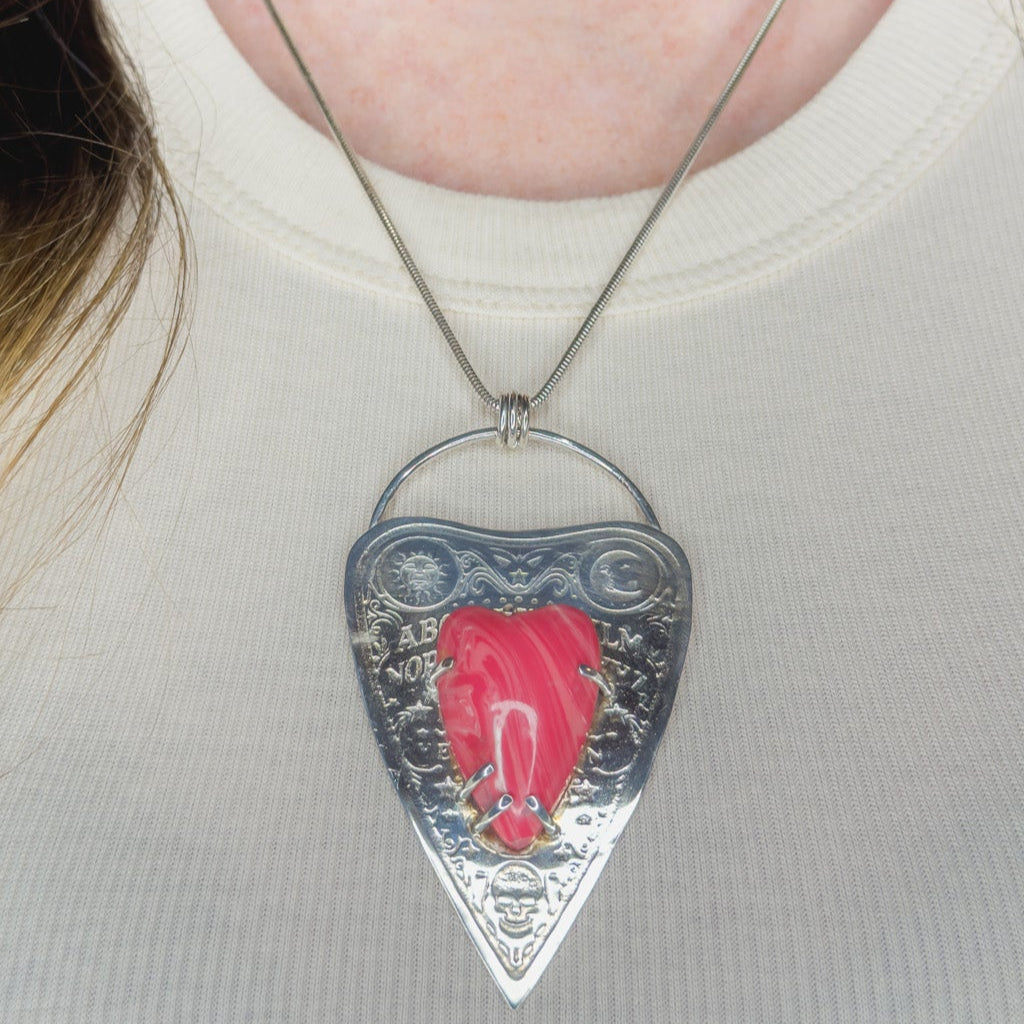 Psychic Medium Impressed Heart Cabochon Necklace - Sally Hoffman Designs